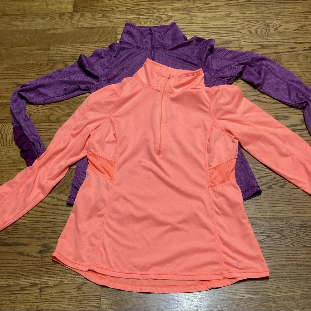 Danskin 1/2 zip Dri More pull overs. Size Medium Orange and Purple